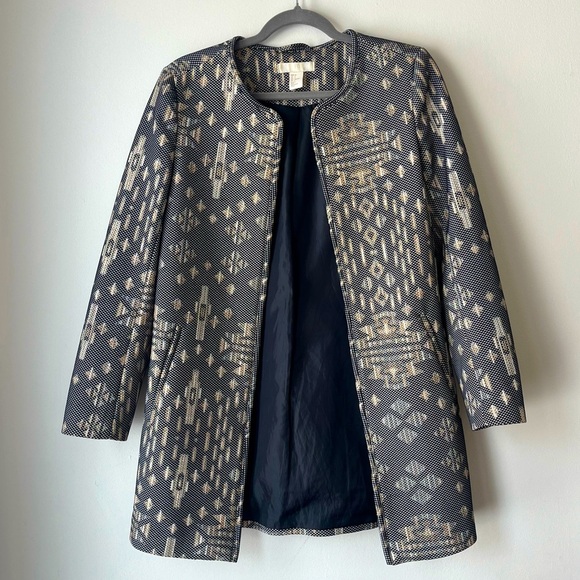H&M Jacquard Woven Coat - Tribal Geometric Print - Size 4 Small Oversized - Picture 1 of 11